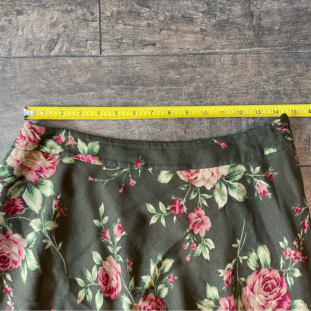 Vintage dark green floral midi skirt - Picture 2 of 7